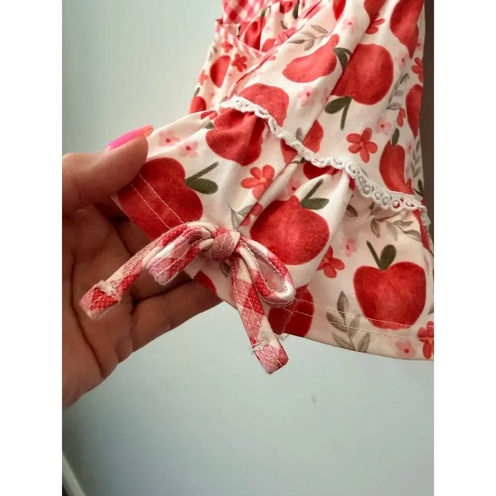 Always in Bloom Clothing Co. Vintage Apple Tunic Twirl Dress Apple Buttons Sz 3T